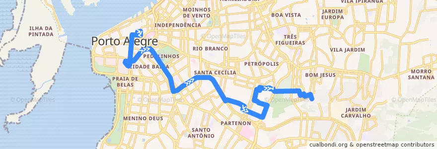Mapa del recorrido Jardim Botânico de la línea  en Porto Alegre.