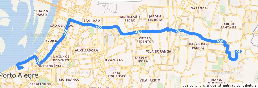 Mapa del recorrido Jardim Leopoldina de la línea  en Porto Alegre.
