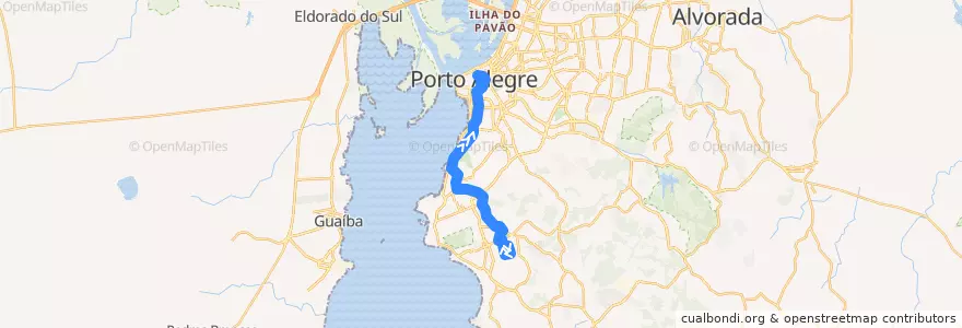 Mapa del recorrido Jardim Vila Nova de la línea  en 포르투알레그리.