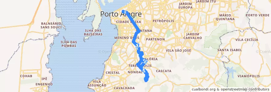 Mapa del recorrido Medianeira / Morro São Caetano de la línea  en ポルト・アレグレ.