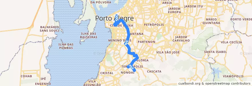 Mapa del recorrido Medianeira / Morro São Caetano de la línea  en Porto Alegre.