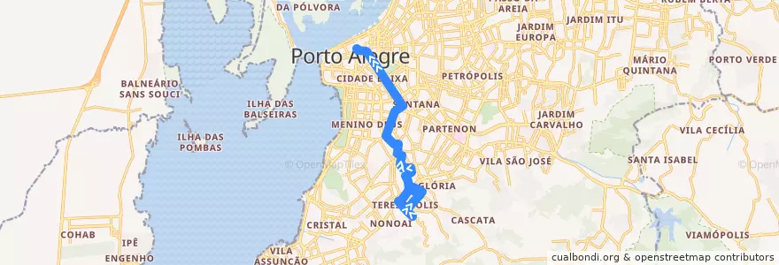 Mapa del recorrido Medianeira de la línea  en Porto Alegre.