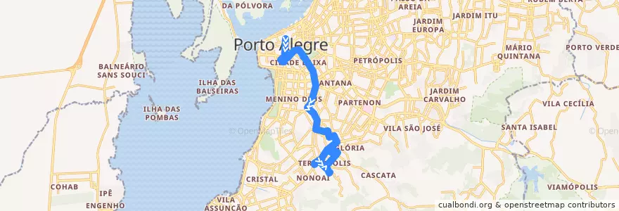Mapa del recorrido Medianeira de la línea  en ポルト・アレグレ.