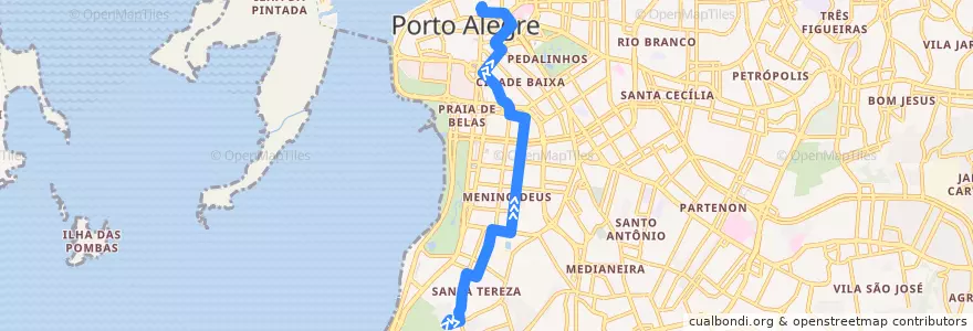Mapa del recorrido Menino Deus via José do Patrocinio de la línea  en ポルト・アレグレ.