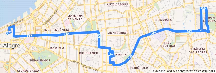 Mapa del recorrido Montserrat / IPA de la línea  en Porto Alegre.