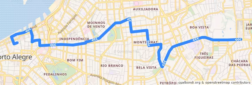Mapa del recorrido Montserrat via Anita de la línea  en Porto Alegre.