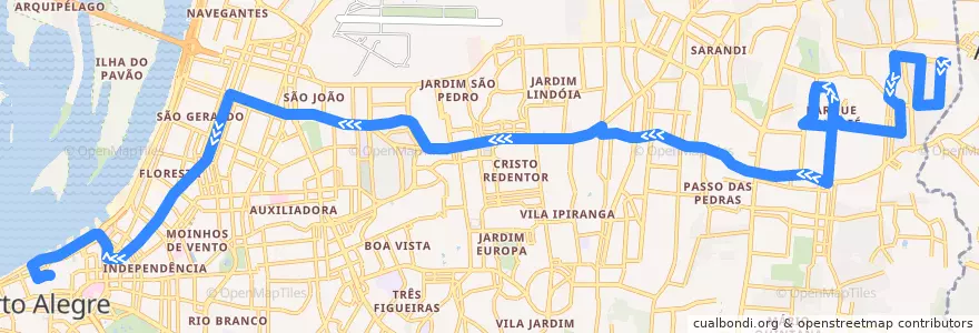 Mapa del recorrido Parque dos Maias de la línea  en Porto Alegre.