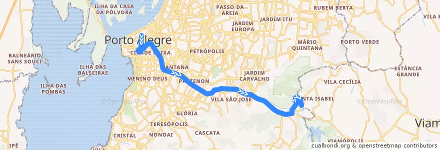 Mapa del recorrido Partenon / Campus de la línea  en 포르투알레그리.