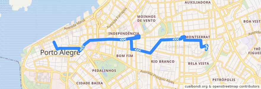 Mapa del recorrido Rio Branco de la línea  en Porto Alegre.