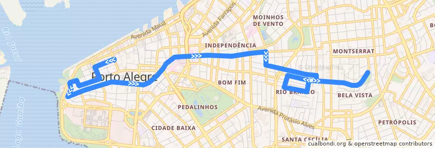 Mapa del recorrido Rio Branco de la línea  en 阿雷格里港.