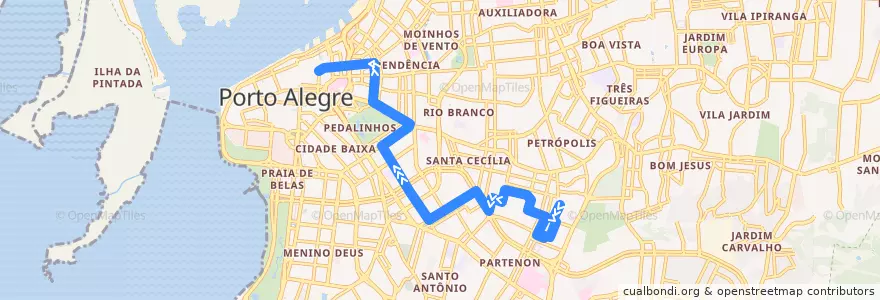 Mapa del recorrido Santana de la línea  en Porto Alegre.