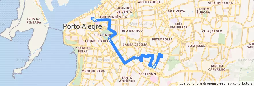 Mapa del recorrido Santana de la línea  en Porto Alegre.