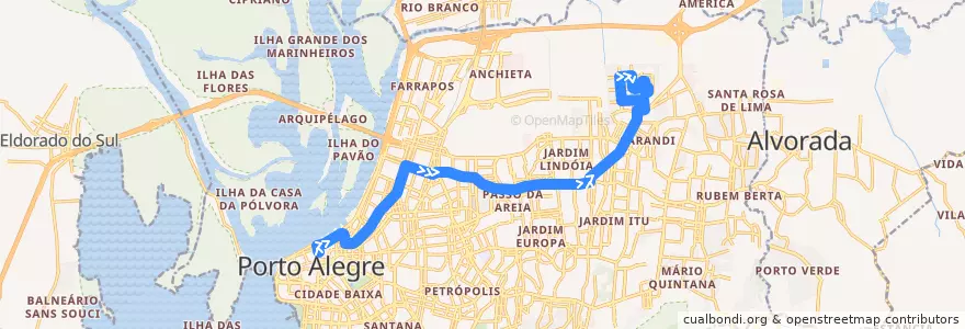 Mapa del recorrido Sarandi de la línea  en ポルト・アレグレ.