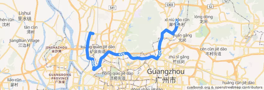 Mapa del recorrido 241路[同德围(丽康居)总站-金湖雅苑总站] de la línea  en 広州市.