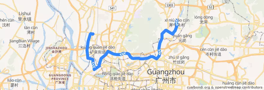 Mapa del recorrido 241路[金湖雅苑总站-同德围(丽康居)总站] de la línea  en Guangzhou City.