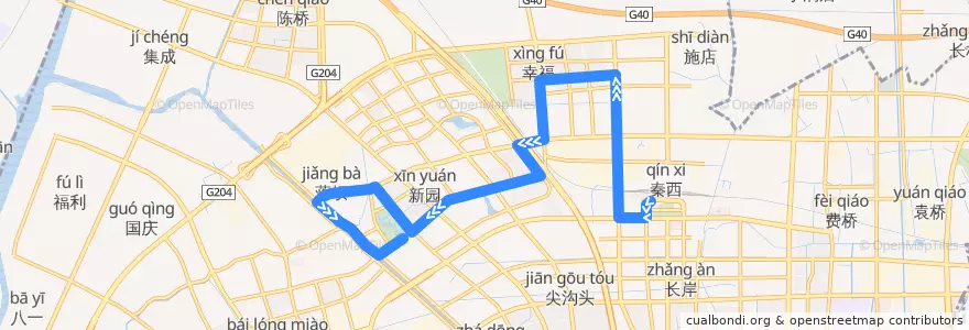 Mapa del recorrido 14路: 火车站 => 唐闸公园南门 de la línea  en Gangzha District.