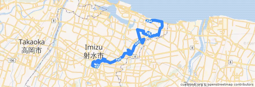 Mapa del recorrido 射水市コミュニティバス15番路線 de la línea  en Imizu.