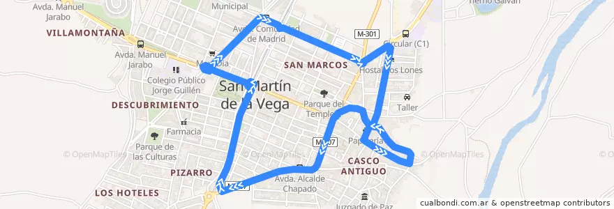Mapa del recorrido C1: Circular San Martín de la Vega de la línea  en San Martín de la Vega.