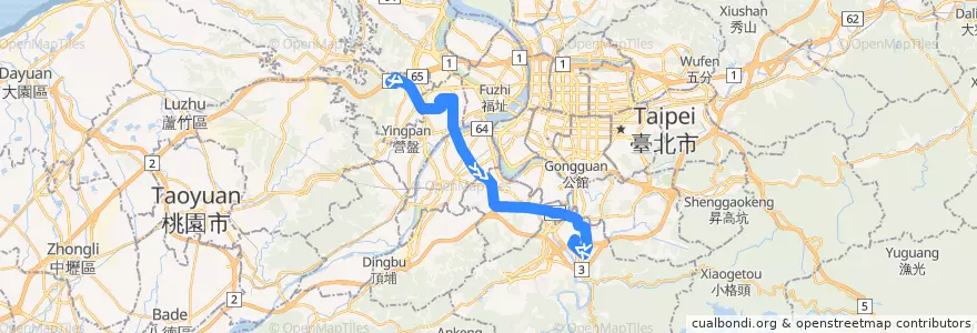 Mapa del recorrido 新北市 918延 泰山-新店 (往程) de la línea  en تايبيه الجديدة.
