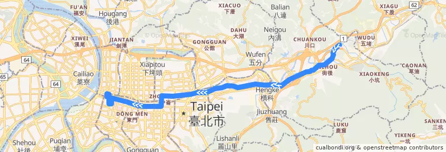 Mapa del recorrido 臺北市 605 汐止-臺北車站 (往臺北車站) de la línea  en تايبيه الجديدة.