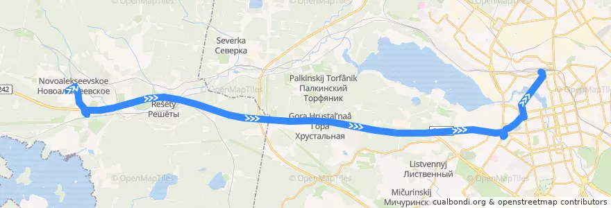 Mapa del recorrido Автобус 152. Новоалексеевское - Екатеринбург de la línea  en Свердловская область.