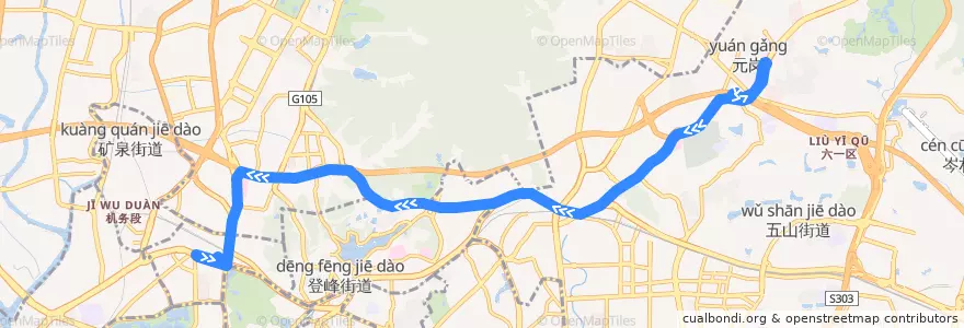 Mapa del recorrido 257路[广州火车站(草暖公园)总站-天河客运站总站] de la línea  en Guangzhou City.