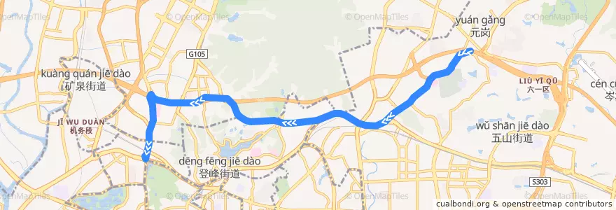 Mapa del recorrido 257路[天河客运站总站-广州火车站(草暖公园)总站] de la línea  en Guangzhou City.