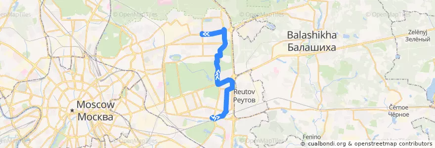 Mapa del recorrido Автобус 833: Платформа Новогиреево => Метро «Щёлковская» de la línea  en Eastern Administrative Okrug.