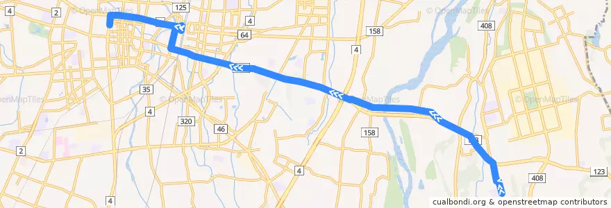 Mapa del recorrido 東野交通バス 海星女子学院⇒宇大⇒宇都宮東武 de la línea  en Utsunomiya.