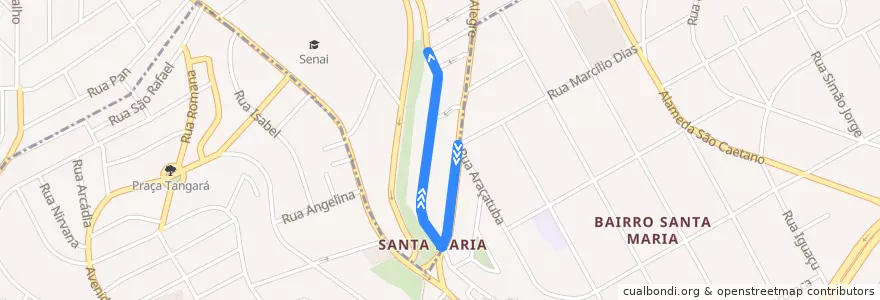 Mapa del recorrido Bairro Santa Maria / Bairro Oswaldo Cruz de la línea  en Santo André.