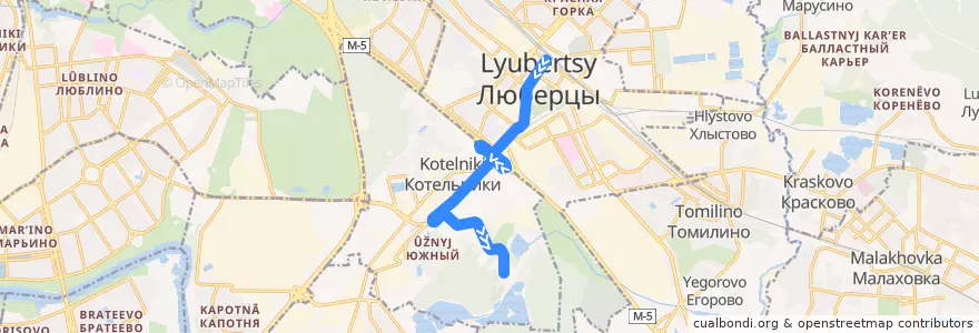 Mapa del recorrido Автобус 26: Станция Люберцы - Карьер de la línea  en Óblast de Moscú.