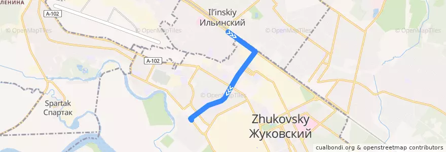 Mapa del recorrido Маршрутка №19: улица Гудкова - платформа Ильинская de la línea  en Rajon Ramenskoje.