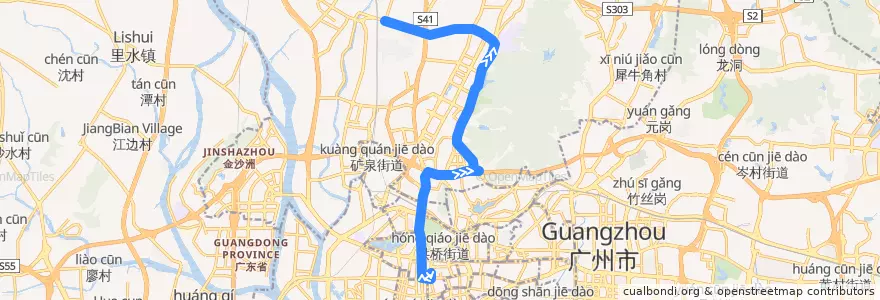 Mapa del recorrido 265路(广卫路总站-环滘村总站) de la línea  en Гуанчжоу.
