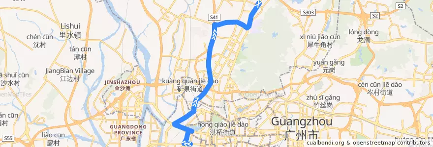 Mapa del recorrido 268路[陈家祠(中山七路)总站-白云花园总站] de la línea  en Гуанчжоу.