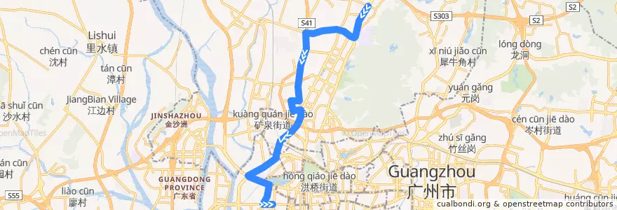 Mapa del recorrido 268路[白云花园总站-陈家祠(中山七路)总站] de la línea  en Guangzhou City.