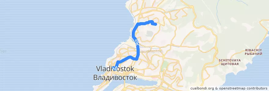 Mapa del recorrido Автобус 17: Семёновская - Карбышева de la línea  en ウラジオストク管区.