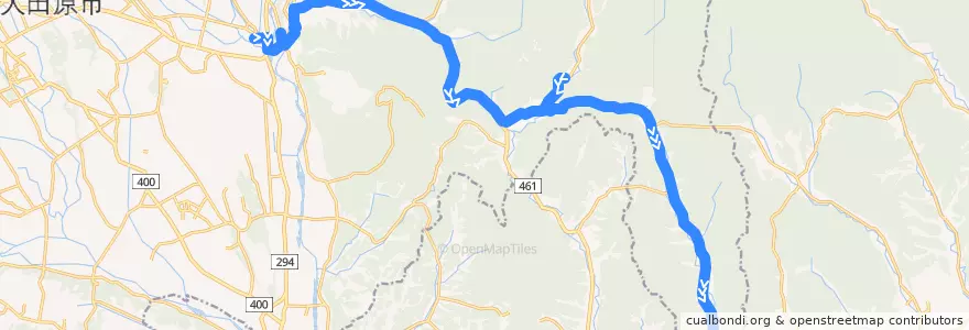 Mapa del recorrido 大田原市営バス 黒羽⇒雲厳寺前⇒石畑 de la línea  en 大田原市.