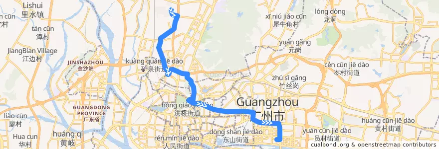 Mapa del recorrido 278路[汇侨新城总站-兴民路(天汇广场)总站] de la línea  en 広州市.