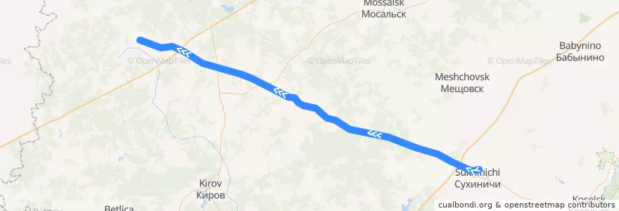 Mapa del recorrido Сухиничи-Узловые - Спас-Деменск de la línea  en Калужская область.