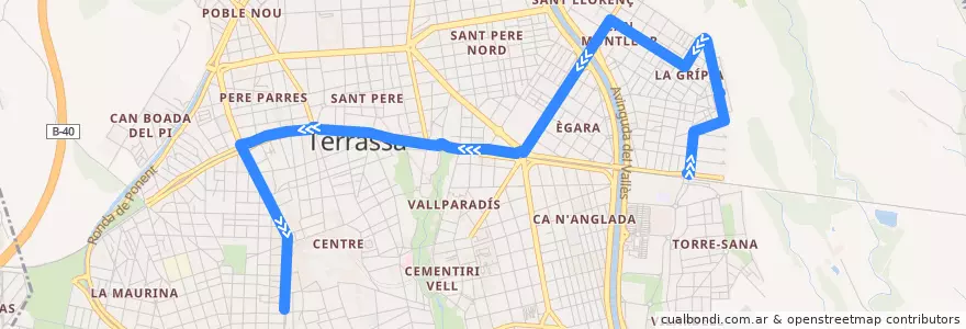Mapa del recorrido Bus L2: Les Arenes => Rambla d'Ègara de la línea  en Terrassa.