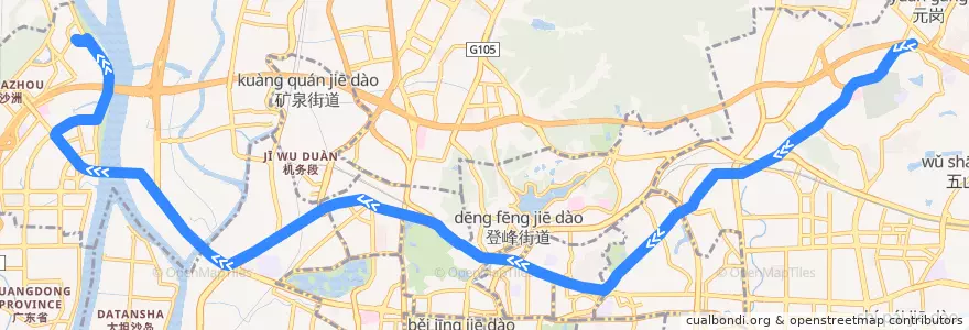 Mapa del recorrido 290路[天河客运站总站-金沙洲(涛乐街)总站] de la línea  en Cantão.