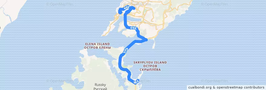 Mapa del recorrido Автобус 15: Приморский океанариум – ТЦ "Изумруд" de la línea  en ウラジオストク管区.