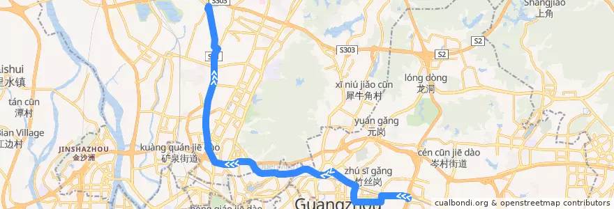 Mapa del recorrido 298路[华景新城(翰景路)总站-夏茅客运站总站] de la línea  en 広州市.