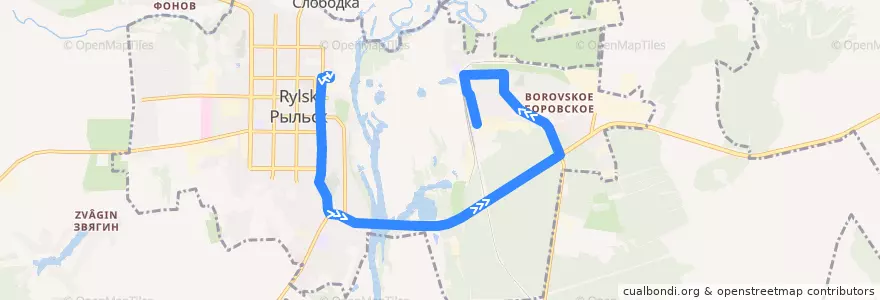 Mapa del recorrido Маршрут автобуса № 1: Автовокзал - Ж.Д.Вокзал de la línea  en городское поселение Рыльск.