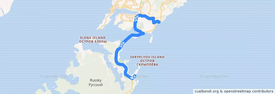 Mapa del recorrido Автобус 76: Приморский океанариум - Кампус ДВФУ - Бухта Тихая de la línea  en Владивостокский городской округ.