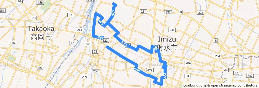 Mapa del recorrido 射水市コミュニティバス8番路線 de la línea  en Imizu.