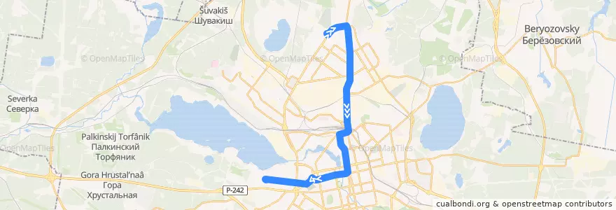 Mapa del recorrido Троллейбус 3. Коммунистическая - Крауля de la línea  en городской округ Екатеринбург.
