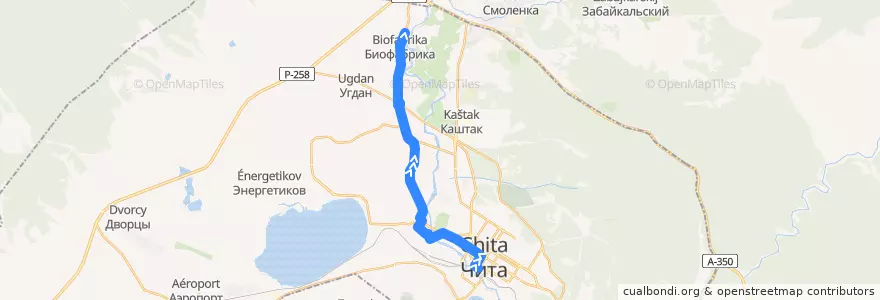 Mapa del recorrido Маршрутное такси №20 de la línea  en チタ管区.