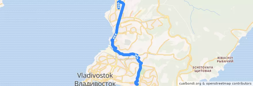 Mapa del recorrido Автобус 2: Чкалова - Луговая de la línea  en ウラジオストク管区.