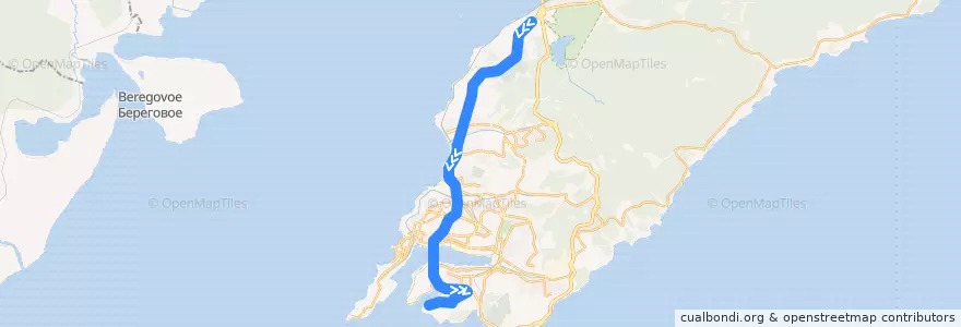 Mapa del recorrido Автобус 1: Седанка - Змеинка de la línea  en 海参崴城区.